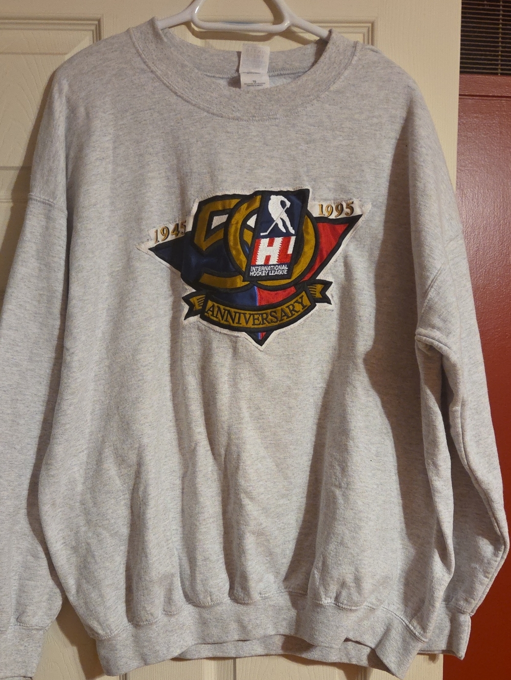 Gildan Gray Crewneck Sweatshirt with Multicolor 50th Anniversary Logo